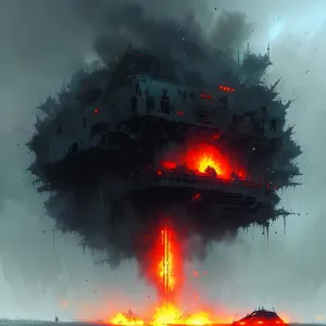 Blazing Inferno: A Fiery Meltdown Lighting the Sky.