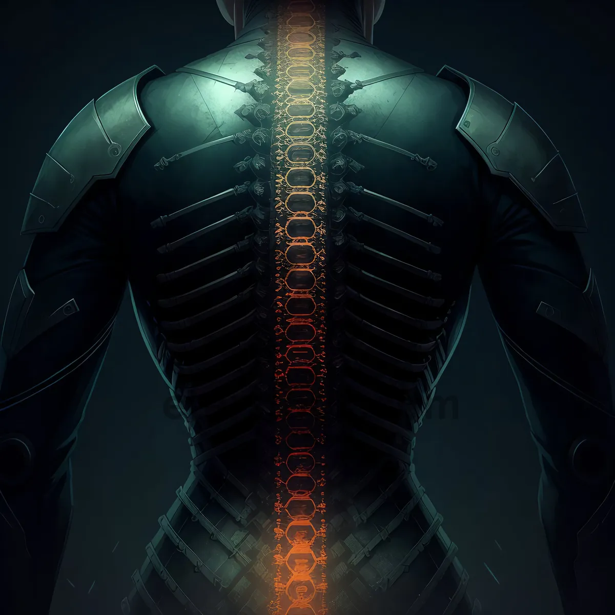 Picture of Male Anatomy X-Ray in Black Leather Body Armor