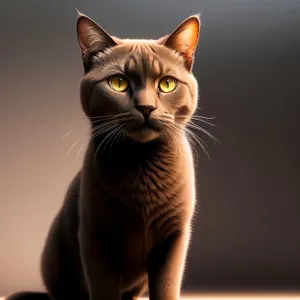 Charming Fluffy Tabby Kitty Posing with Curious Eyes