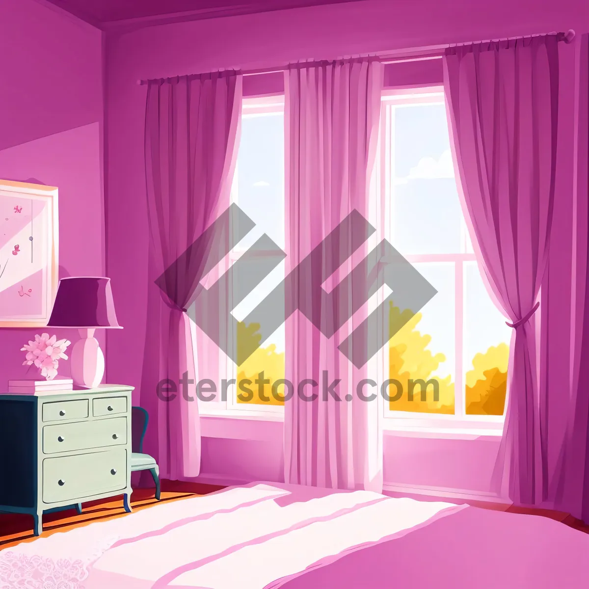 Picture of Modern and comfortable bedroom with stylish furniture.