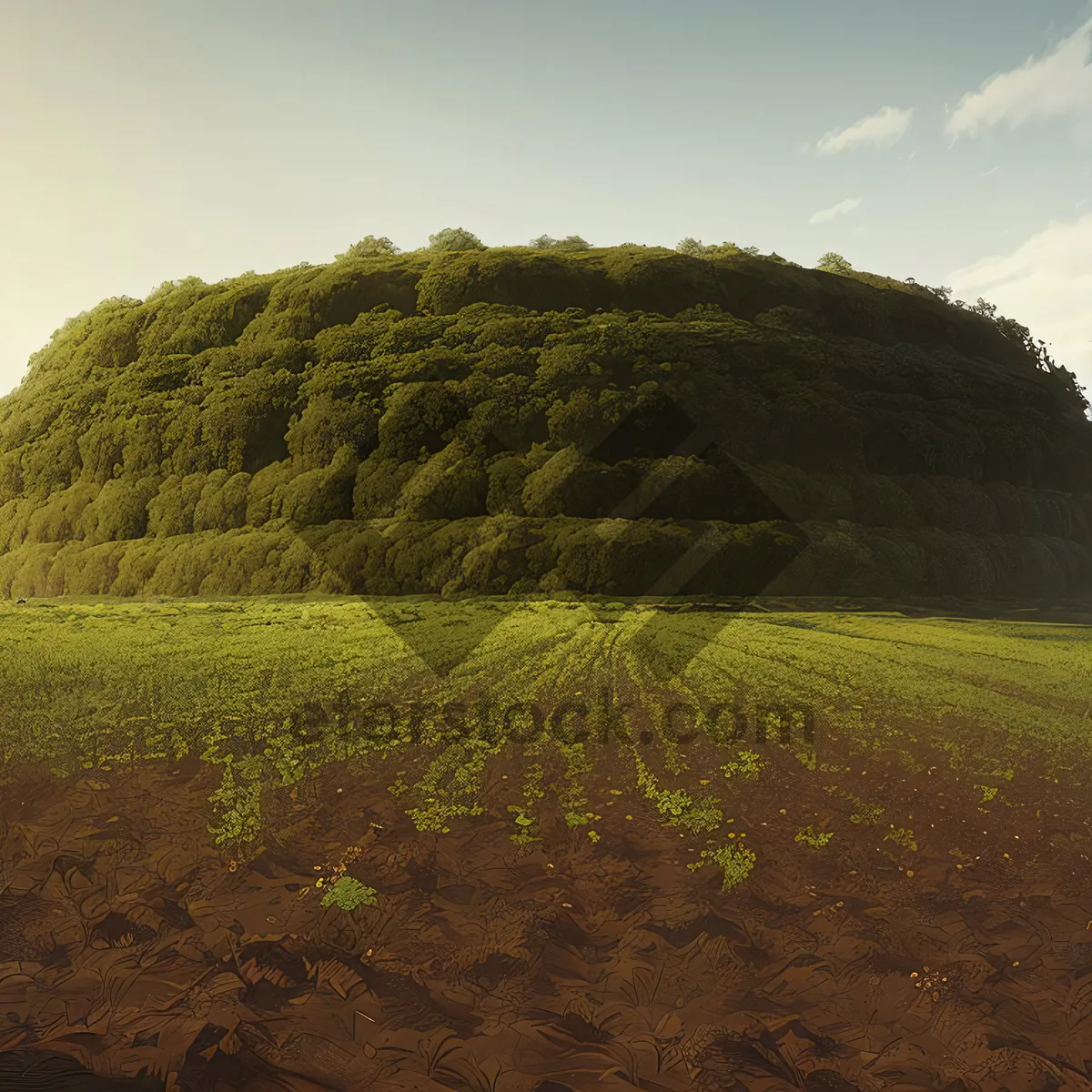 Picture of Rural Baseball Field with Rolling Mound and Hay