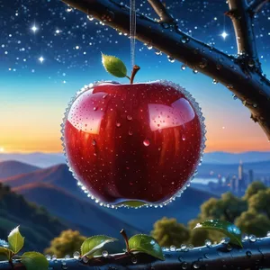 Juicy red apple, delicious and healthy fruit