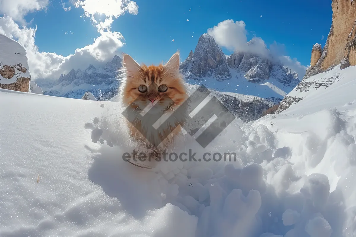 Picture of Curious kitten with fluffy fur and adorable eyes