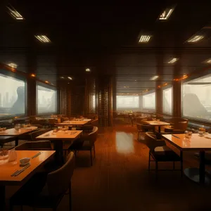 Modern Luxury Restaurant Interior Design - Wood Chairs, Window View