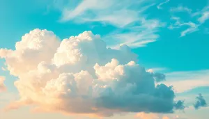 Bright and Sunny Summer Sky with Fluffy Clouds