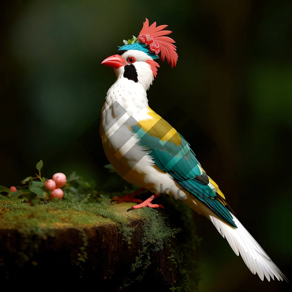 Picture of Vibrant tropical macaw with mesmerizing yellow feathers.