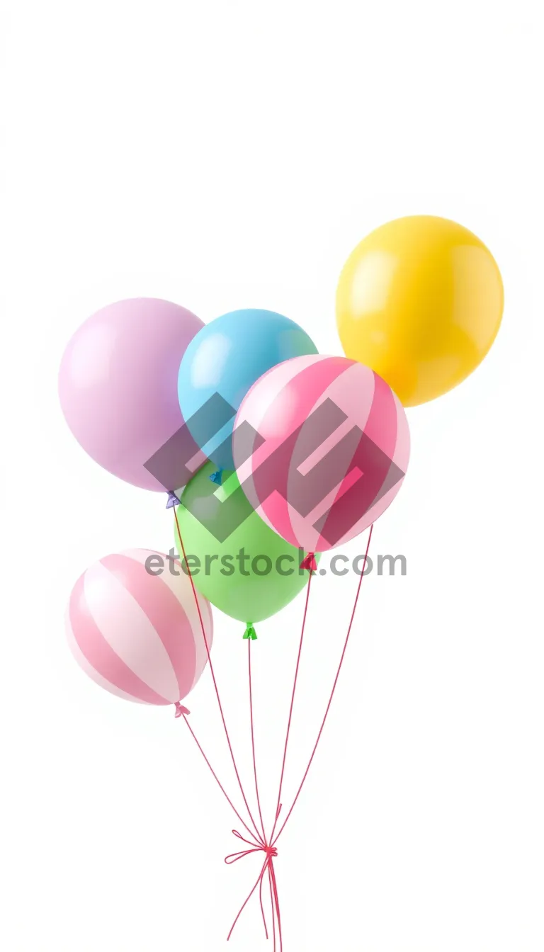 Picture of Colorful birthday party balloon decorations in bright hues.
