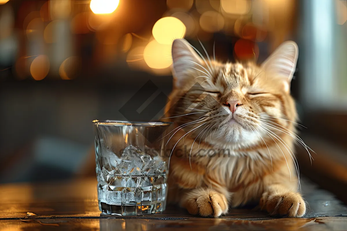 Picture of Cute Tabby Cat with Fluffy Fur and Whiskers