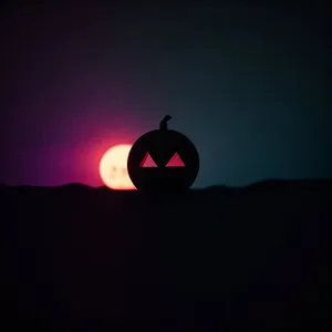 Spooky Pumpkin Lantern Shining in the Dark
