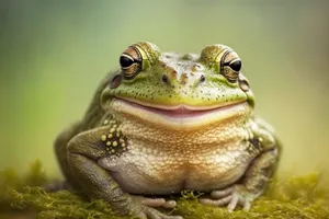 Bulging Eyed Tree Frog Peeping Out from Leaf