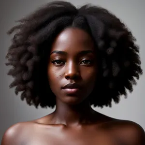 Stunning Afro Curly Hair Portrait of Attractive Fashion Model