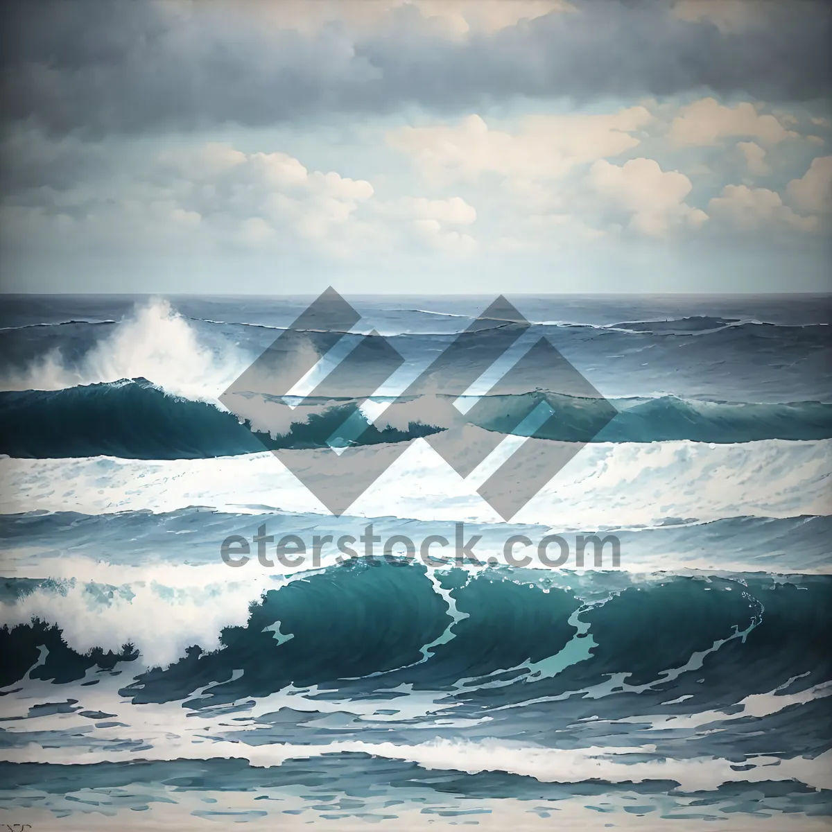 Picture of Tropical Waves Colliding on Beach Coast