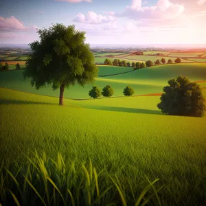 Serene Summer Countryside under Clear Sky