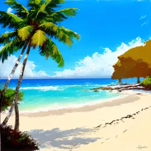 Tropical Bliss: Palm Trees on Sandy Beach