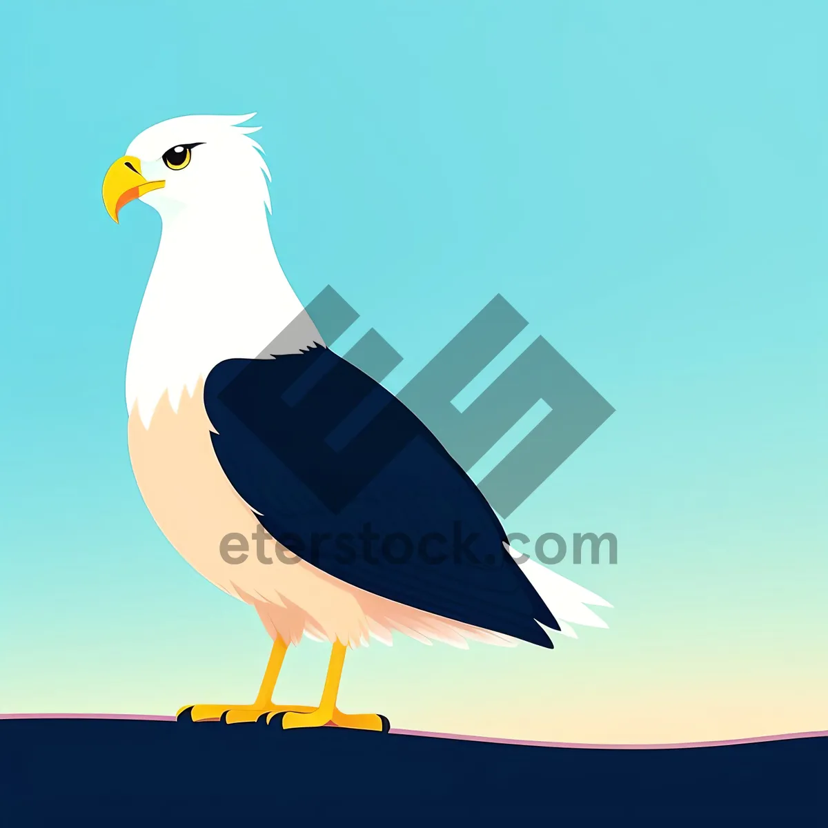 Picture of Fluffy Yellow Seagull with Piercing Eyes