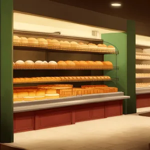 Bakery Shop Displaying Books on Shelves