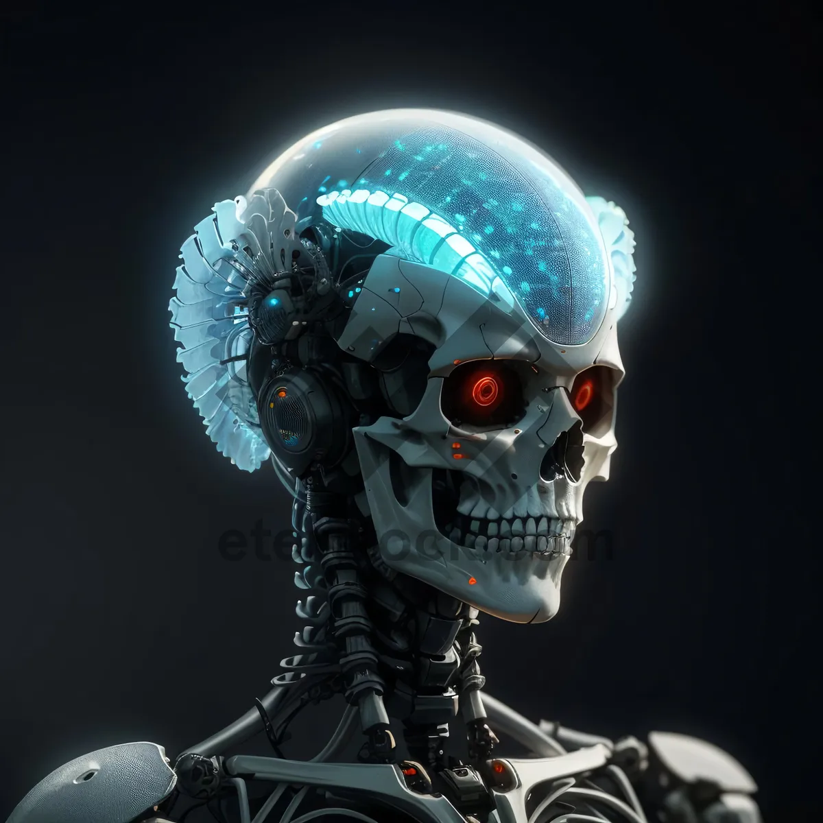 Picture of Frightening 3D skull and spine x-ray image