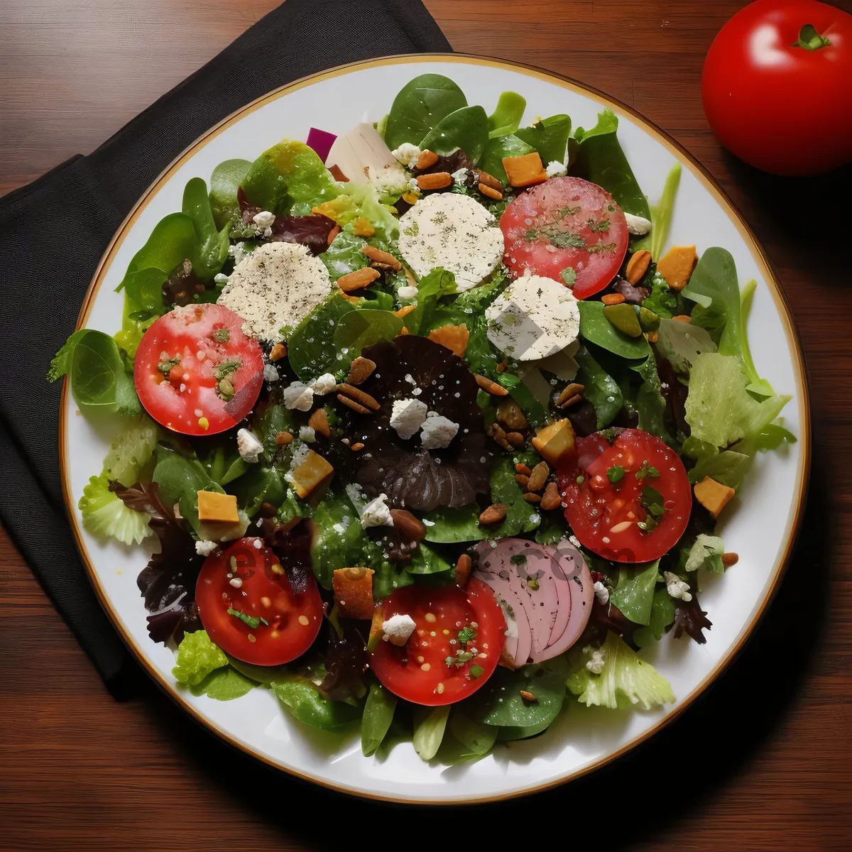 Picture of Healthy Salad with Fresh Vegetables and Cheese