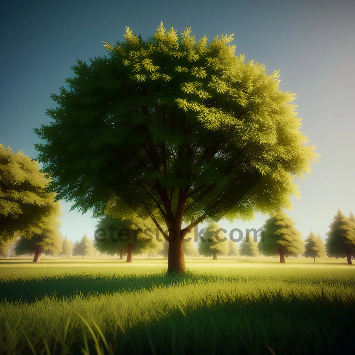 Picture of Serene Rural Landscape with Acacia Trees