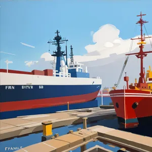 Oceanic Cargo Ship at Industrial Port