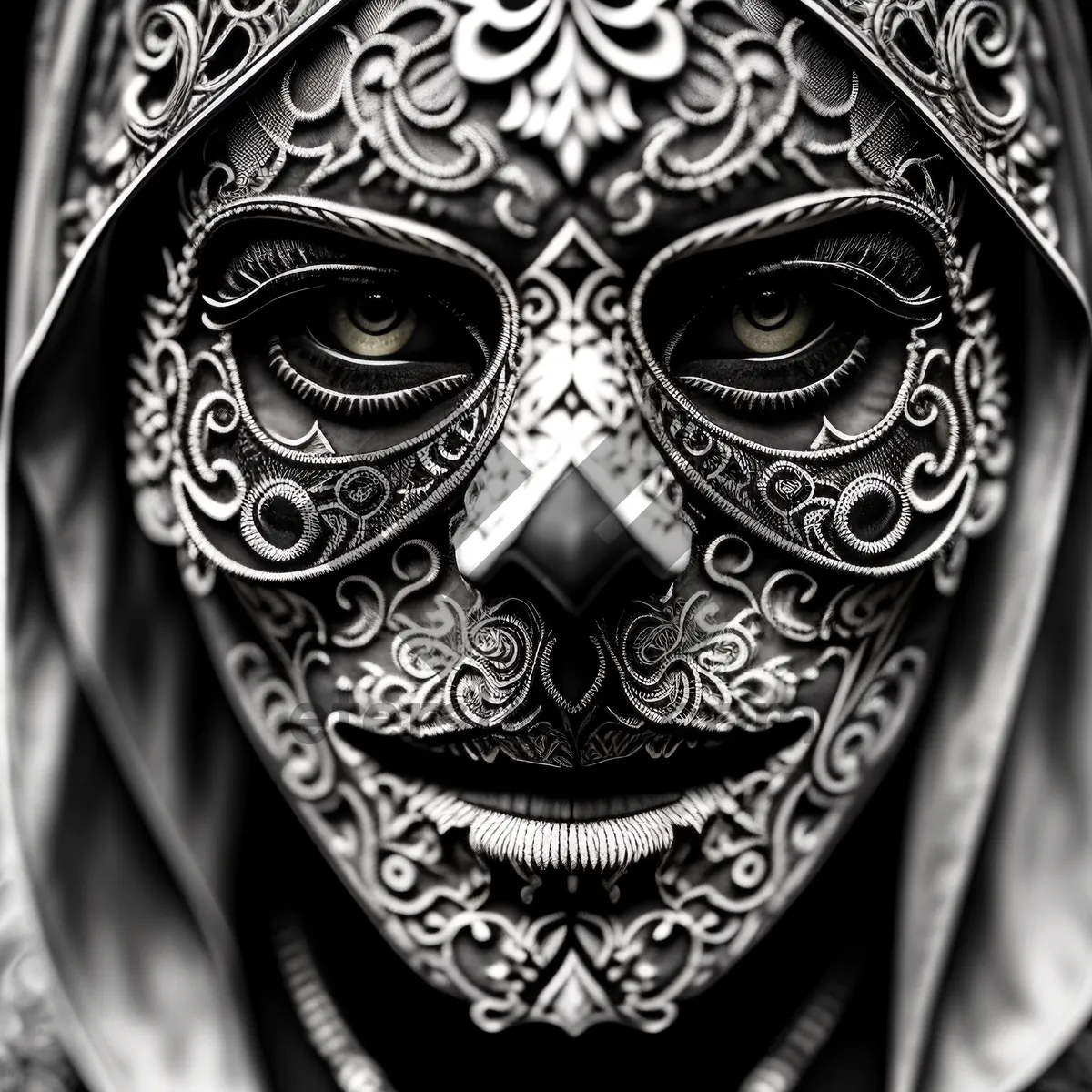 Picture of Golden Venetian Masquerade Mask, Artistic Carnival Attire