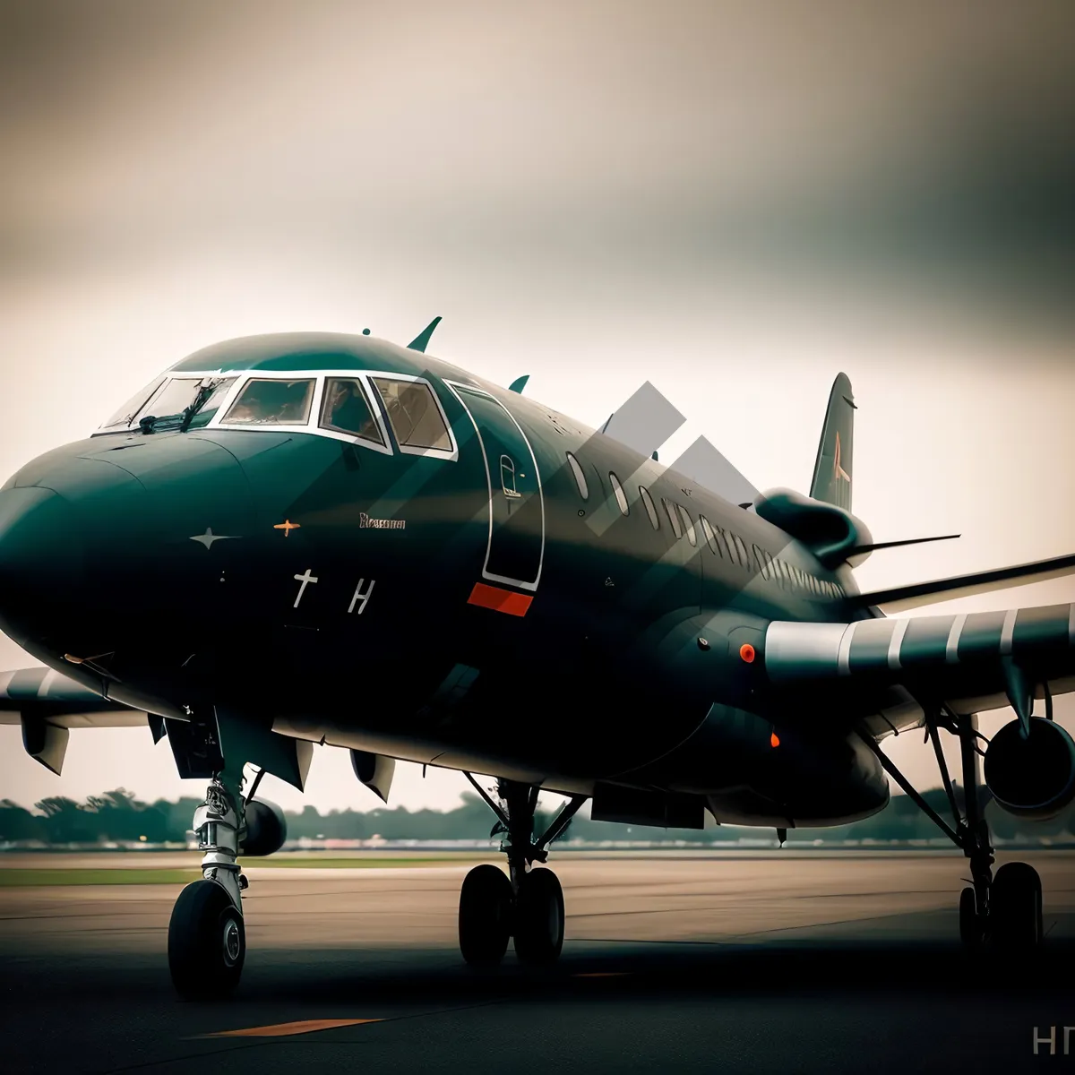 Picture of Airliner on Runway Ready for Takeoff