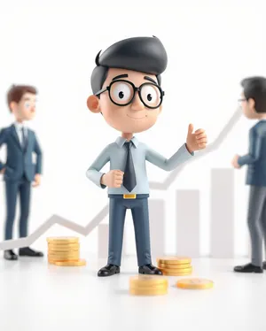 Successful Businessmen Group Represented By Cartoon Characters