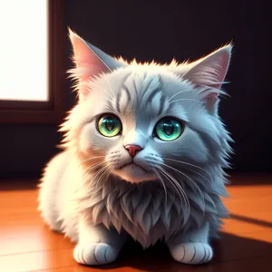 Fluffy Feline with Whiskers and Adorable Eyes.