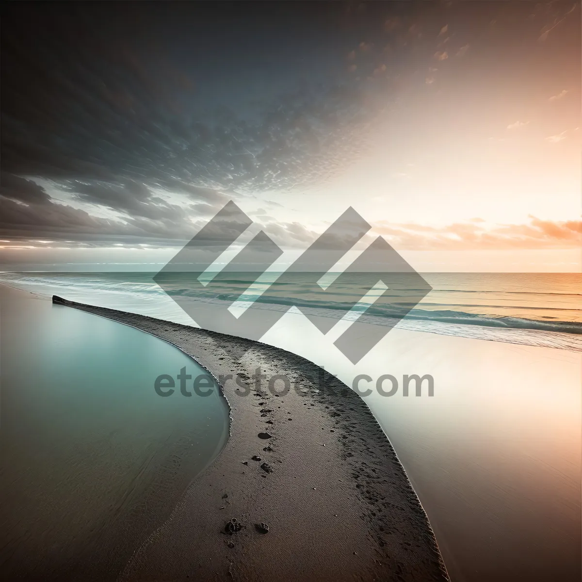 Picture of Golden Horizon: Tranquil Sunset Beach Landscape