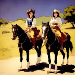 Professional Cowboy on Horseback Riding at a Competition