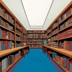 Library Interior with Books and Bookshelves