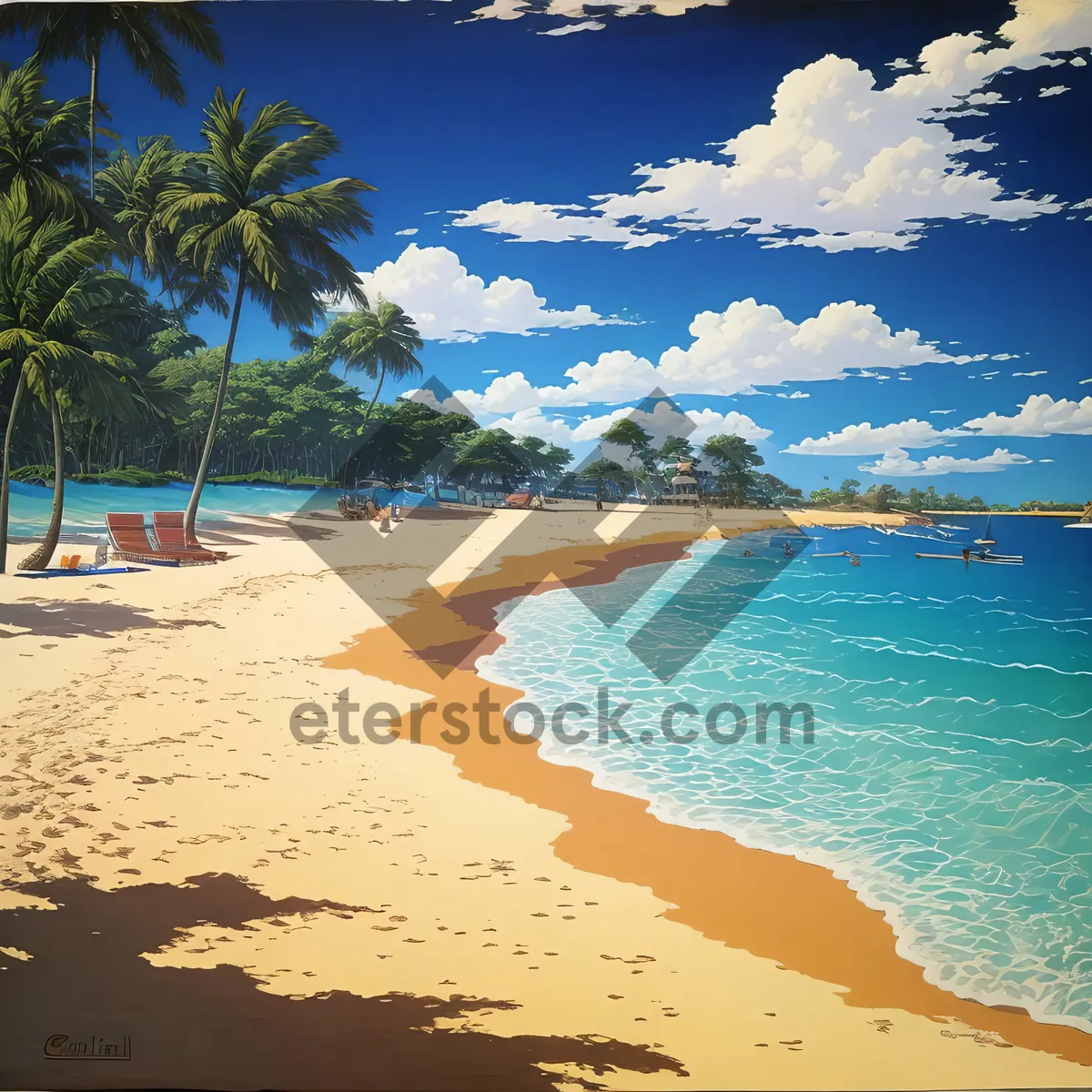 Picture of Idyllic Tropical Beach Paradise with Clear Blue Water