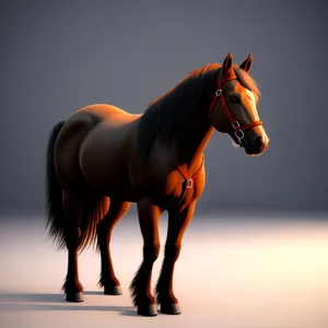 Wild Stallion Silhouette on Farm