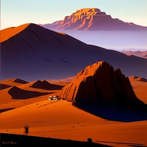 Sunset Mountain Camping Amidst Desert Dunes