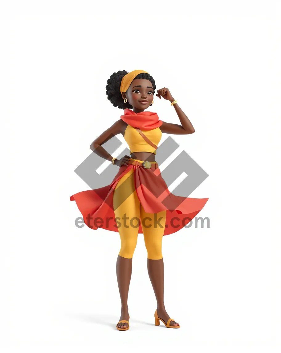 Picture of Stylish lady in fashion cape dancing happily