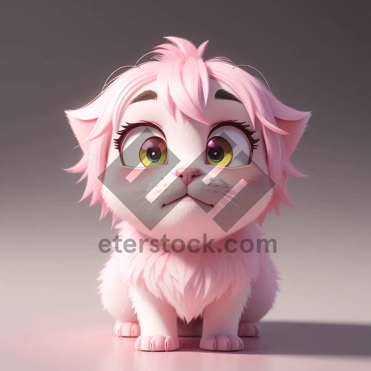 Picture of Cute and Happy Cartoon Baby Pig with Pink Ears