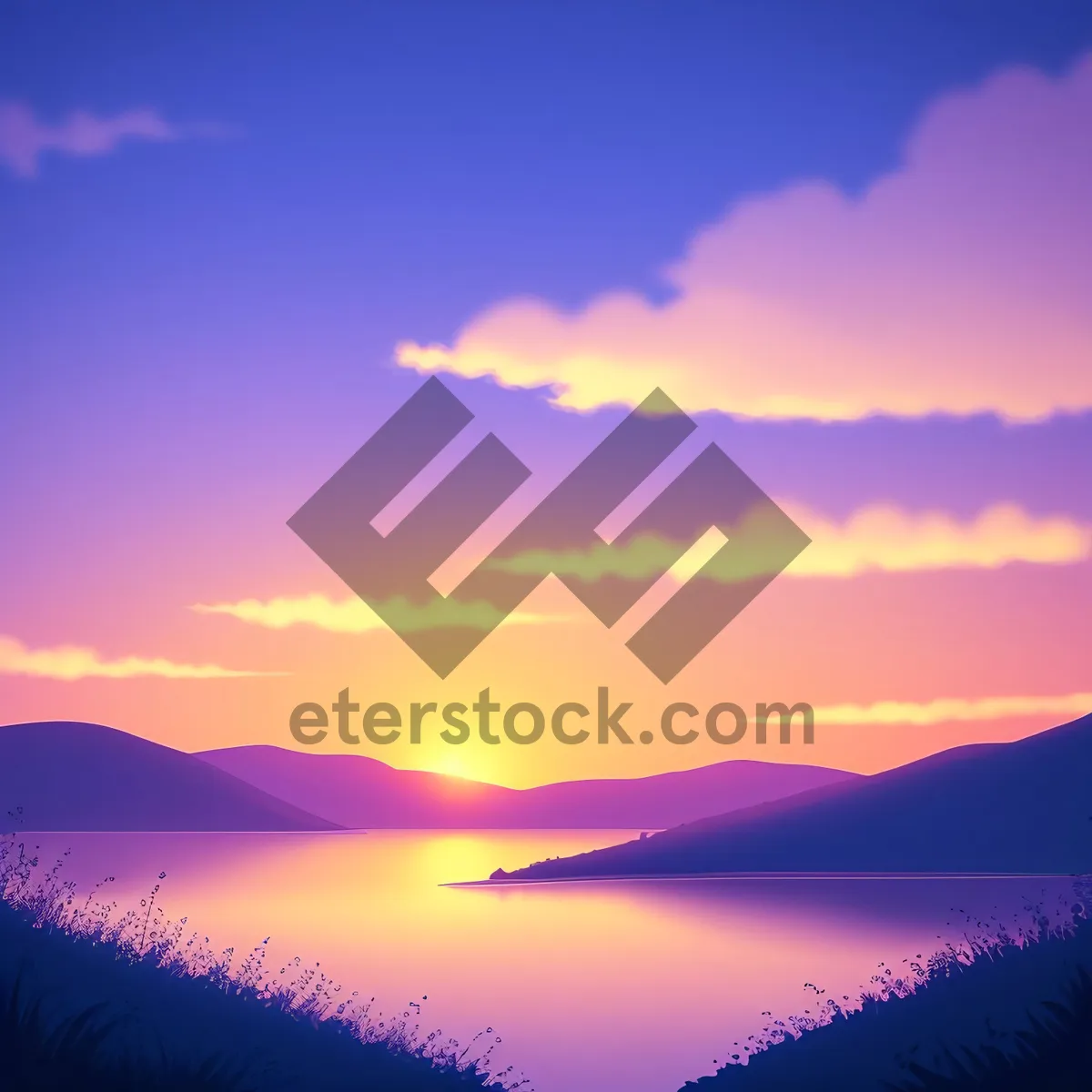 Picture of Vibrant Sunset Sky with Clouds