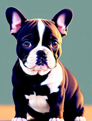 Adorable Wrinkled Bull Terrier Puppy in Studio Portrait