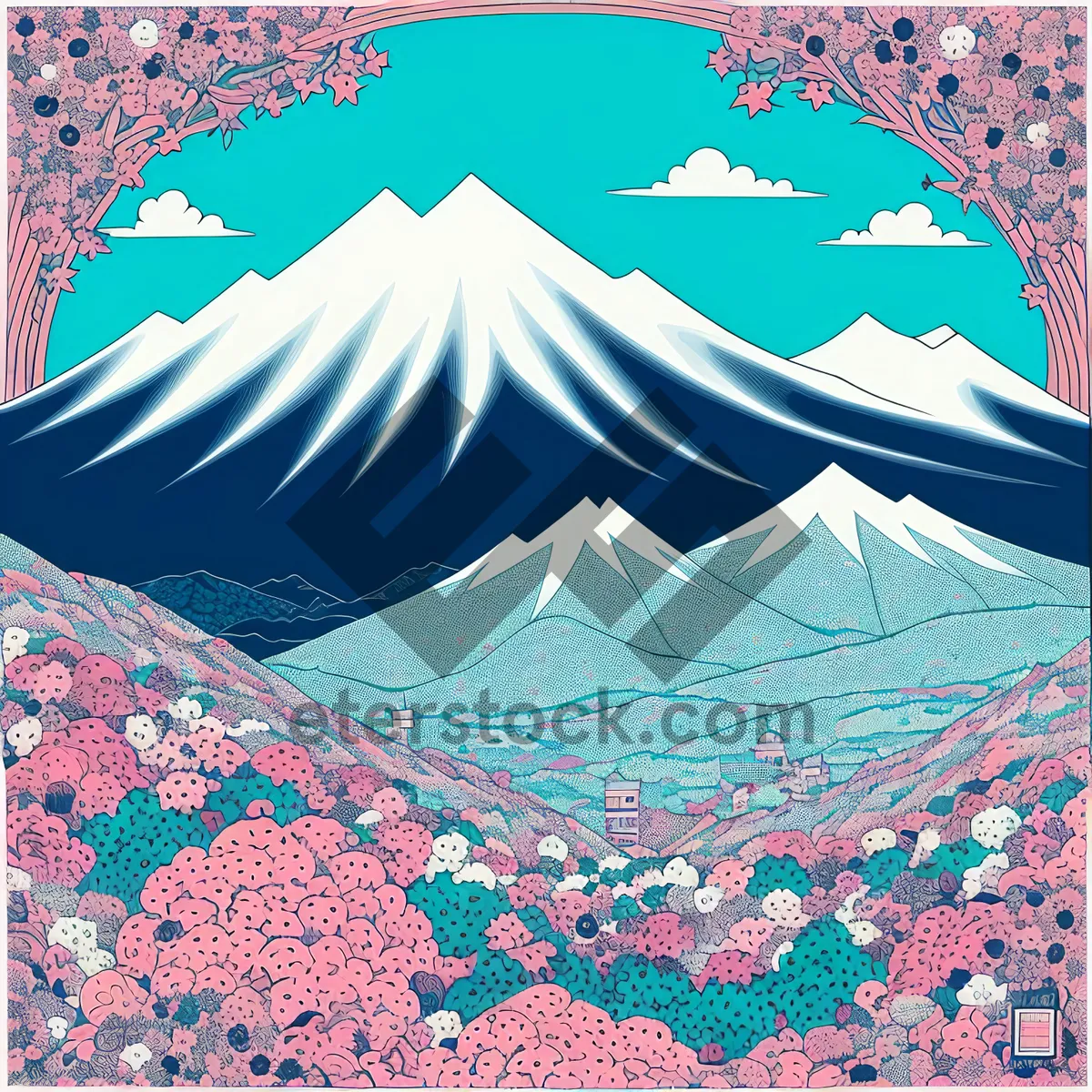 Picture of Decorative Retro Floral Pattern on Winter Snowflake