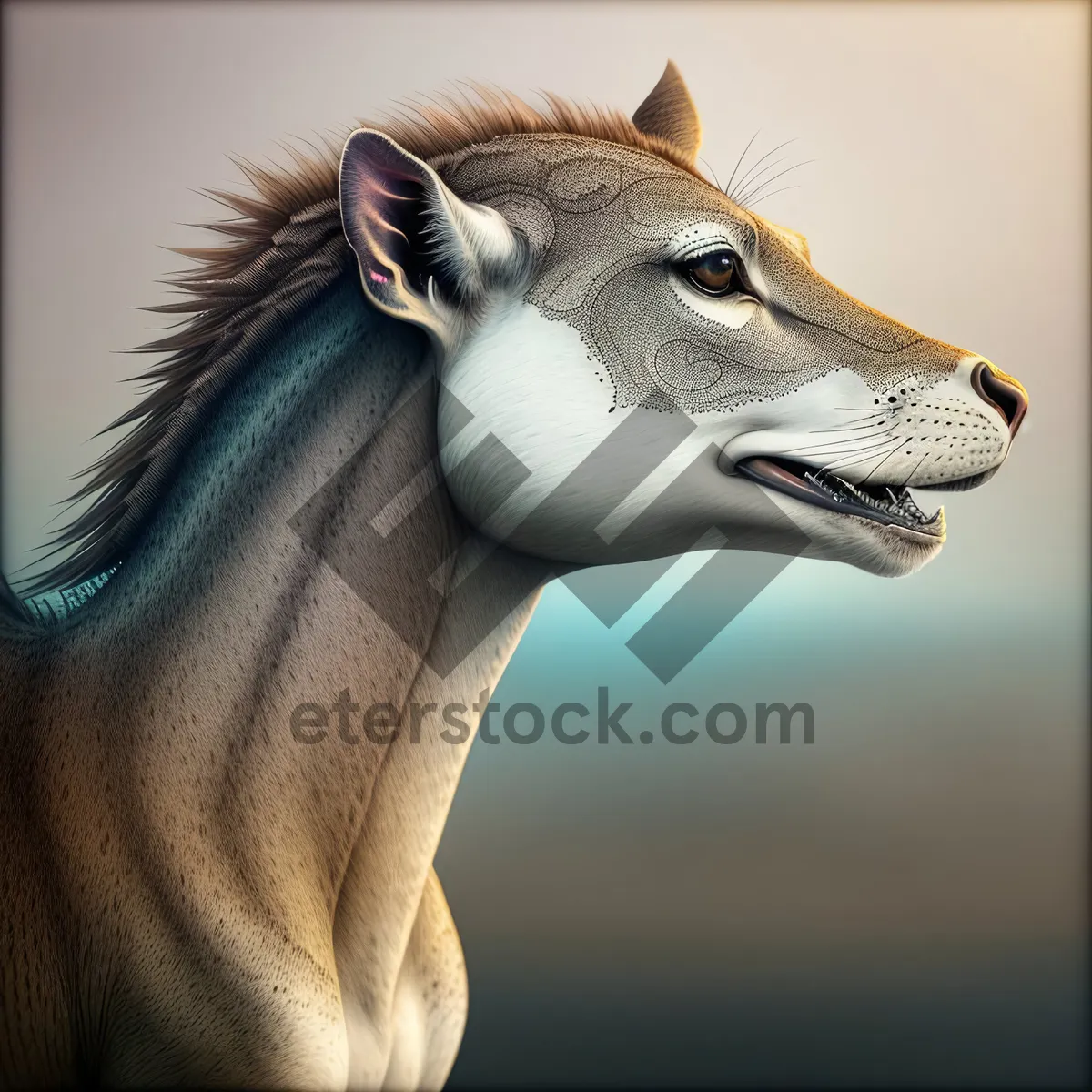 Picture of Majestic Wildlife Portrait: Brown Horse with White Neck