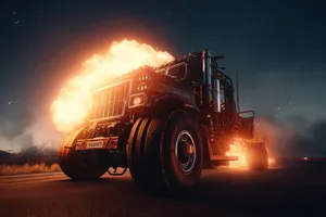 Industrial Heavy Tow Truck on Snowy Road