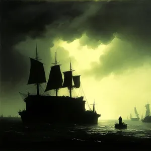 Dutch Historic Pirate Ship Sailing Along River