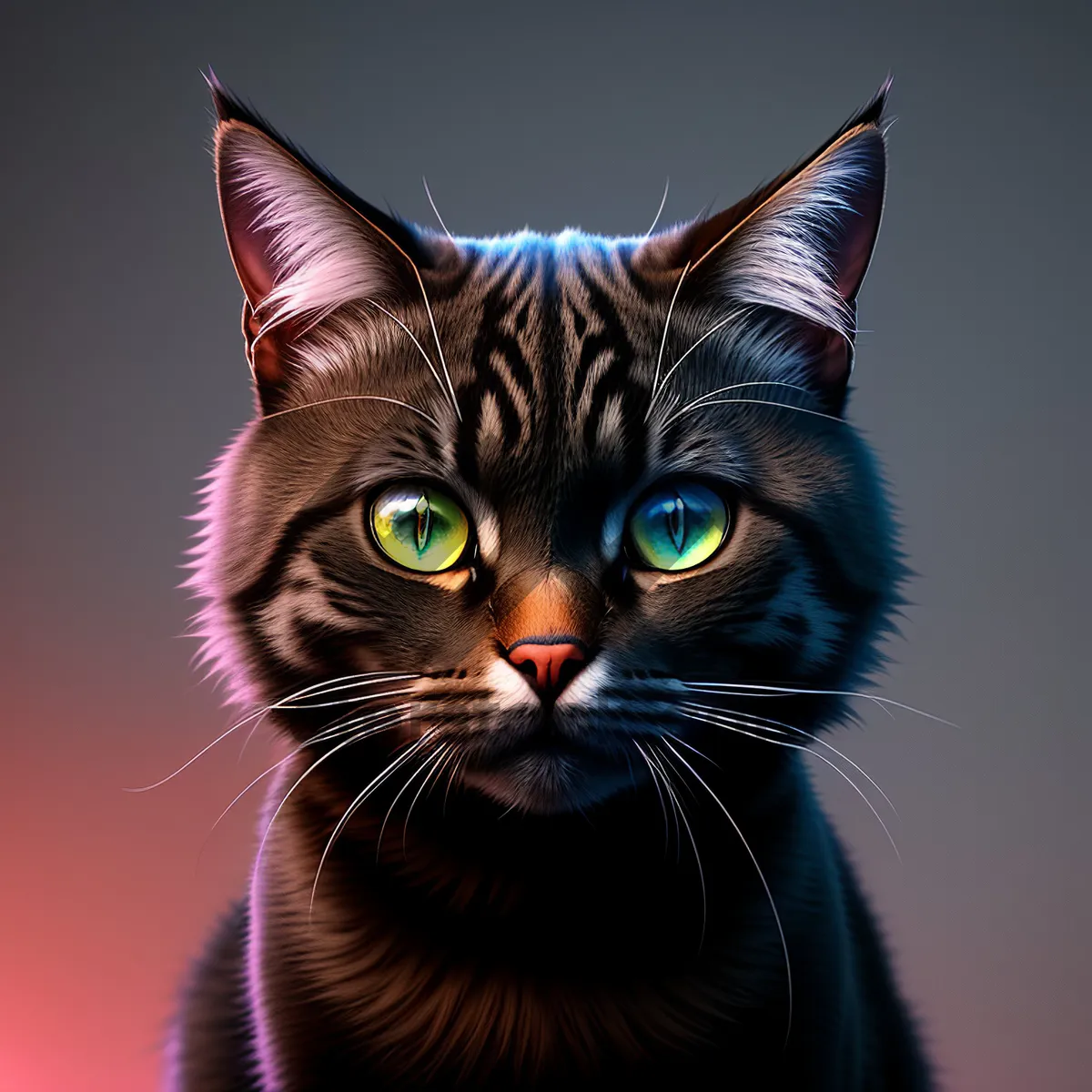 Picture of Adorable Gray Tabby Cat with Curious Eyes