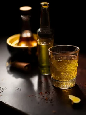 Golden Celebration: Sparkling Wine in Glass