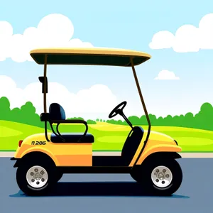 Cartoon Golfer on Golf Course