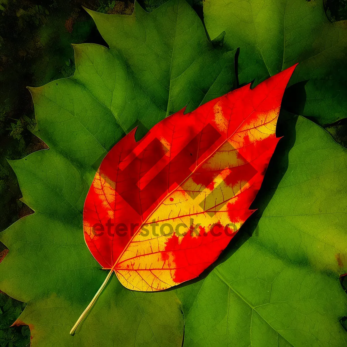 Picture of Lush Flora: Vibrant Aquatic Flower Leaves in Garden