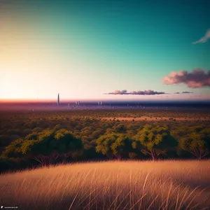 Vibrant Sunset Sky over Rural Landscape