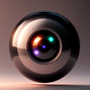 Shiny Black Glass Button with Orange Reflection