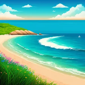 Turquoise Paradise: Serene Beach and Rolling Waves