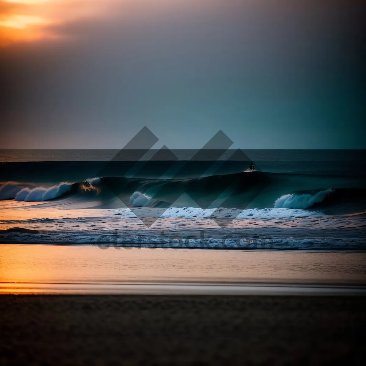 Picture of Sunset Beach: Tranquil Waves and Radiant Skies